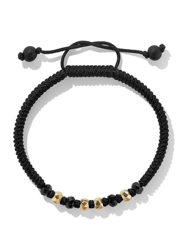 Mens Fortune Woven Black Nylon Bracelet with Black Onyx and 18K Yellow Gold Product Image