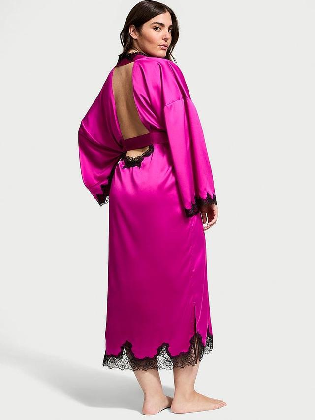 Satin & Rose Lace Open-Back Long Robe Product Image