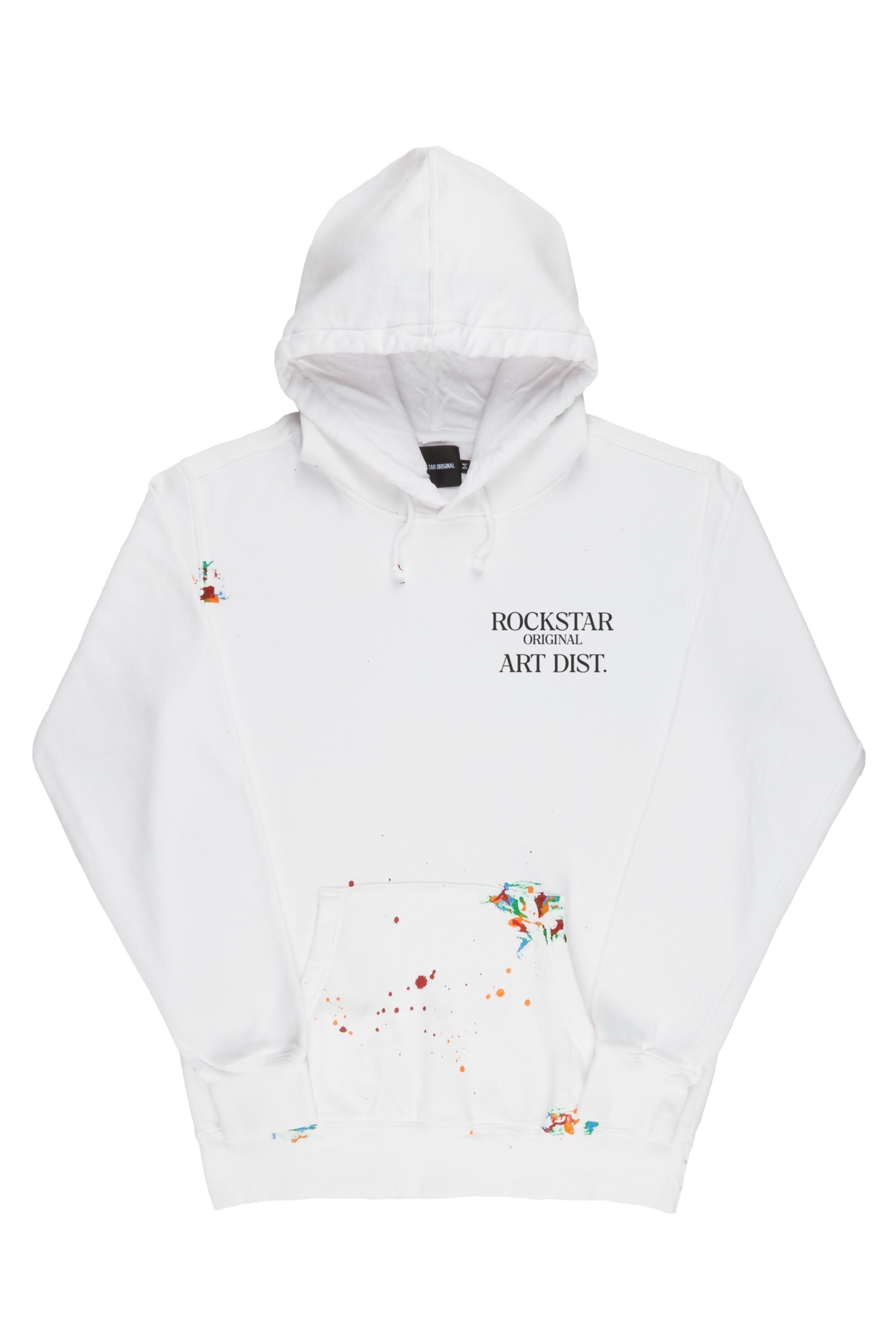 Rockstar Art Dist. White Graphic Hoodie Male Product Image