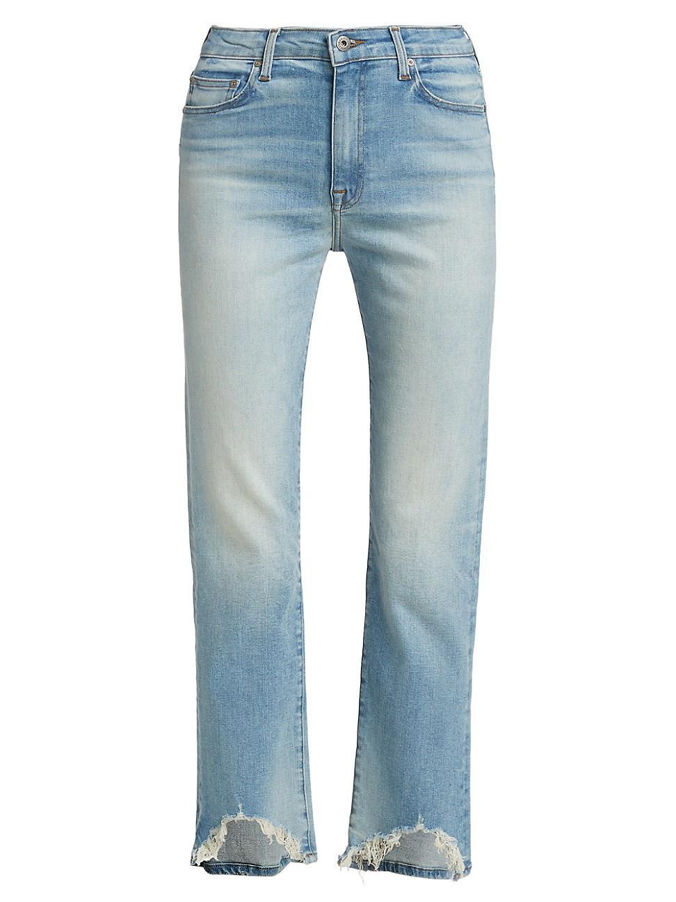 Womens River High-Rise Distressed Stretch Straight-Leg Jeans Product Image