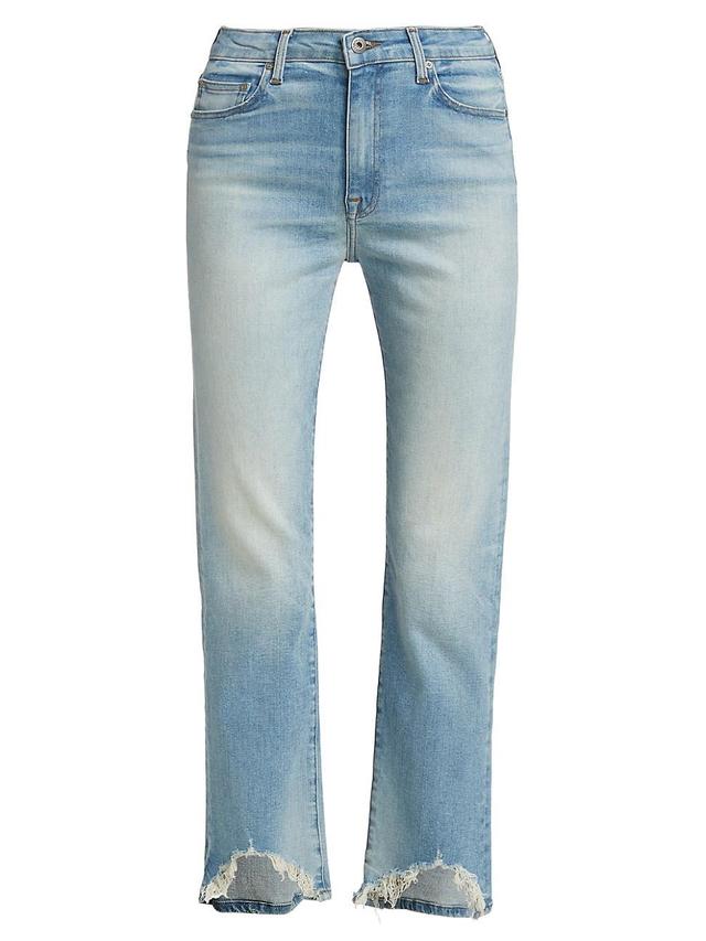 Womens River High-Rise Distressed Stretch Straight-Leg Jeans Product Image