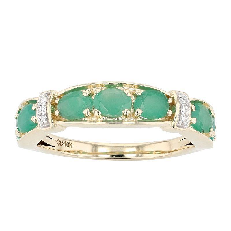 10k Gold Oval Emerald & Diamond Accent Ring, Womens Product Image