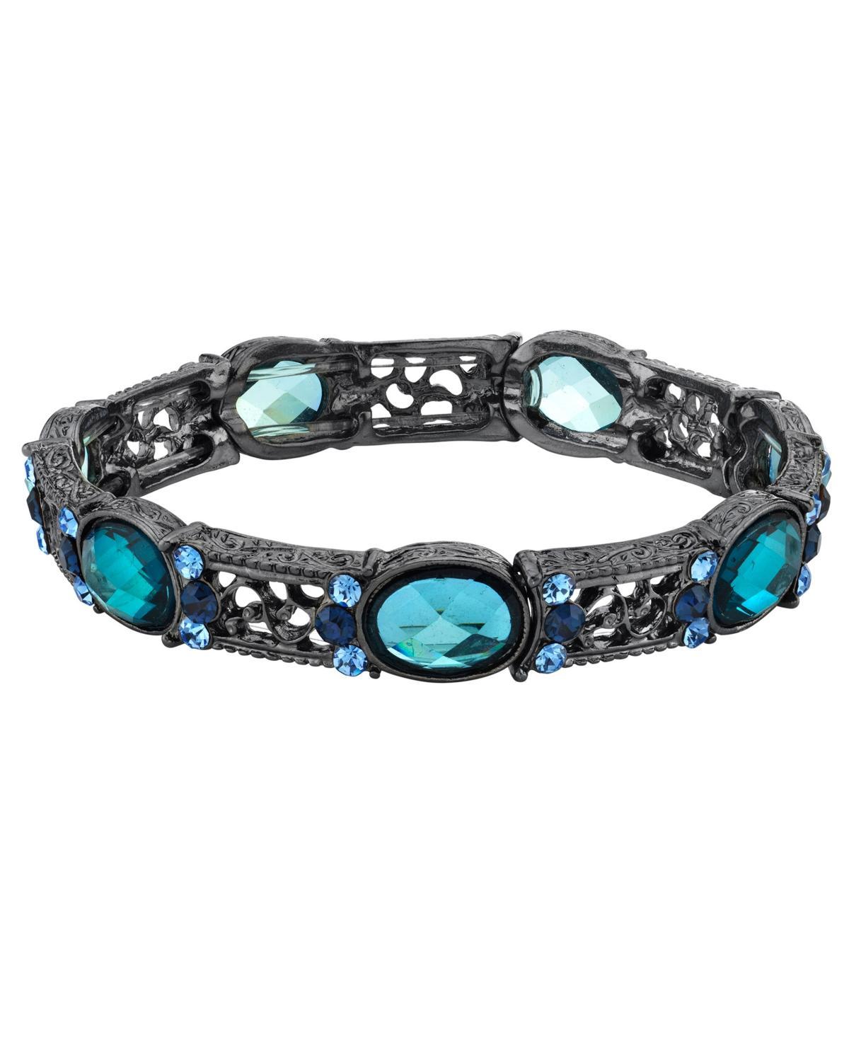 1928 Black-Tone Blue Stretch Bracelet, Womens Product Image