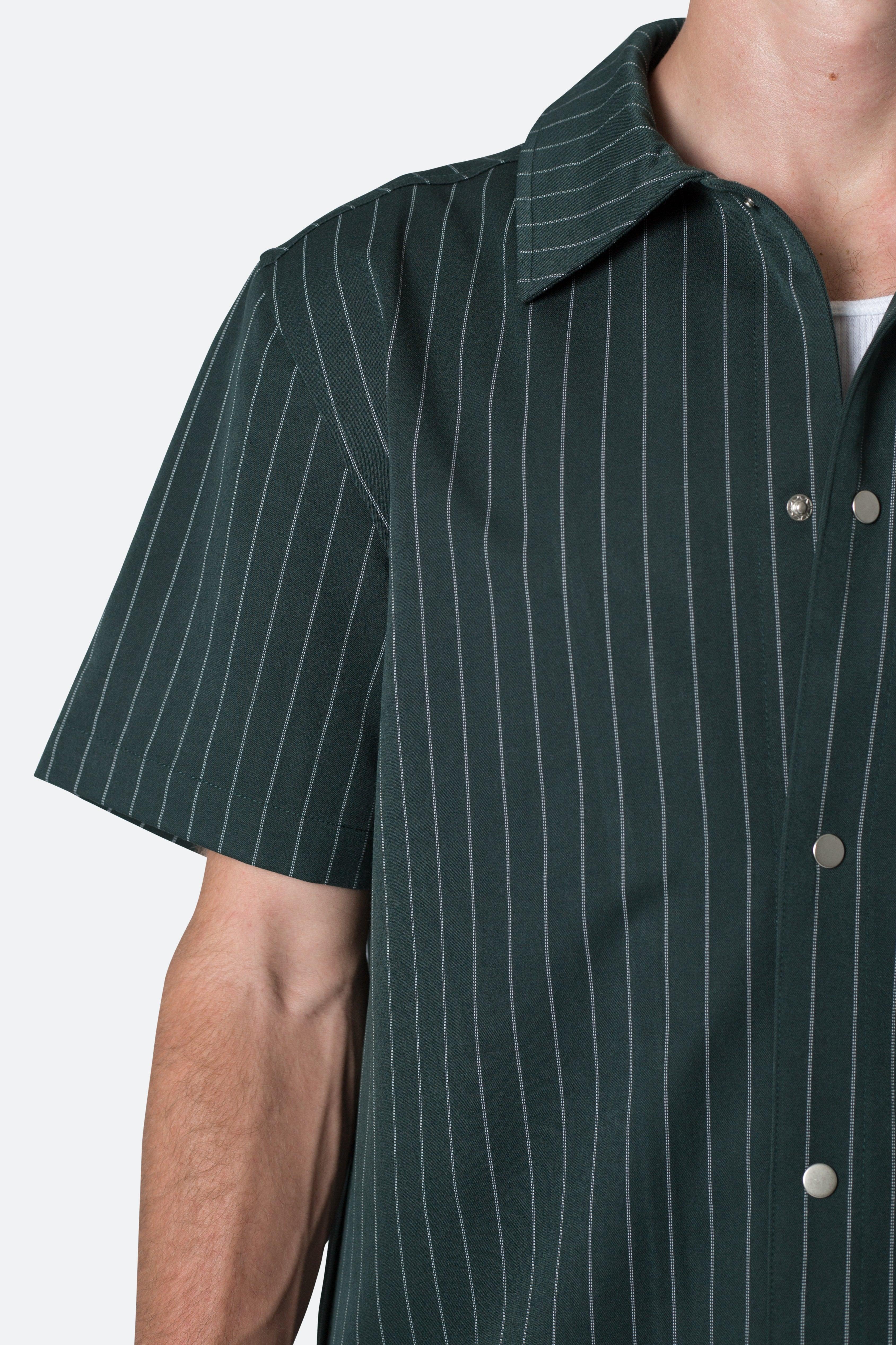 Pinstripe Short Sleeve Shirt - Green Product Image