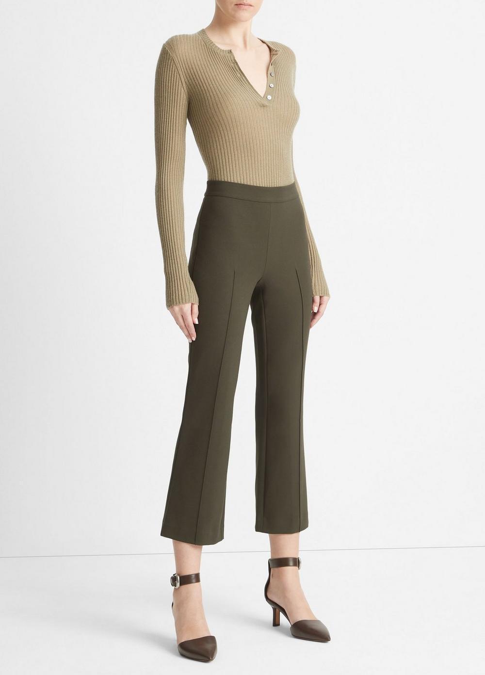 Mid-Rise Pintuck Crop Flare Pant Product Image