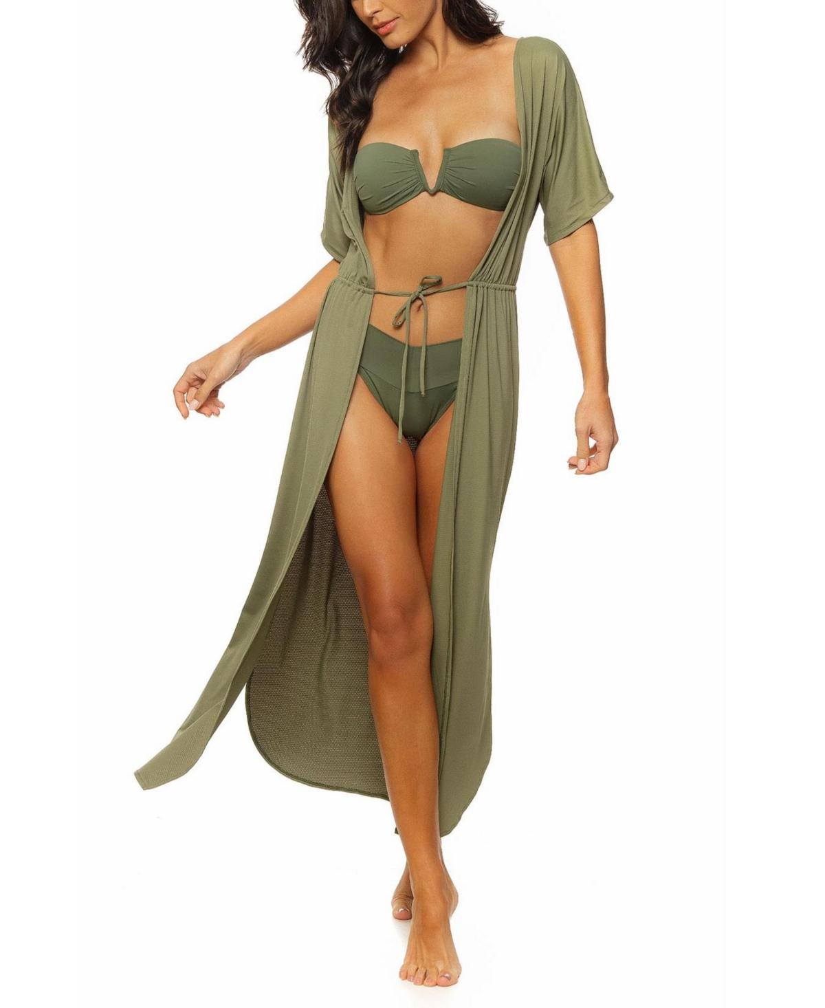 Guria Beachwear Womens Tie Front Long Kimono Cover-up Product Image