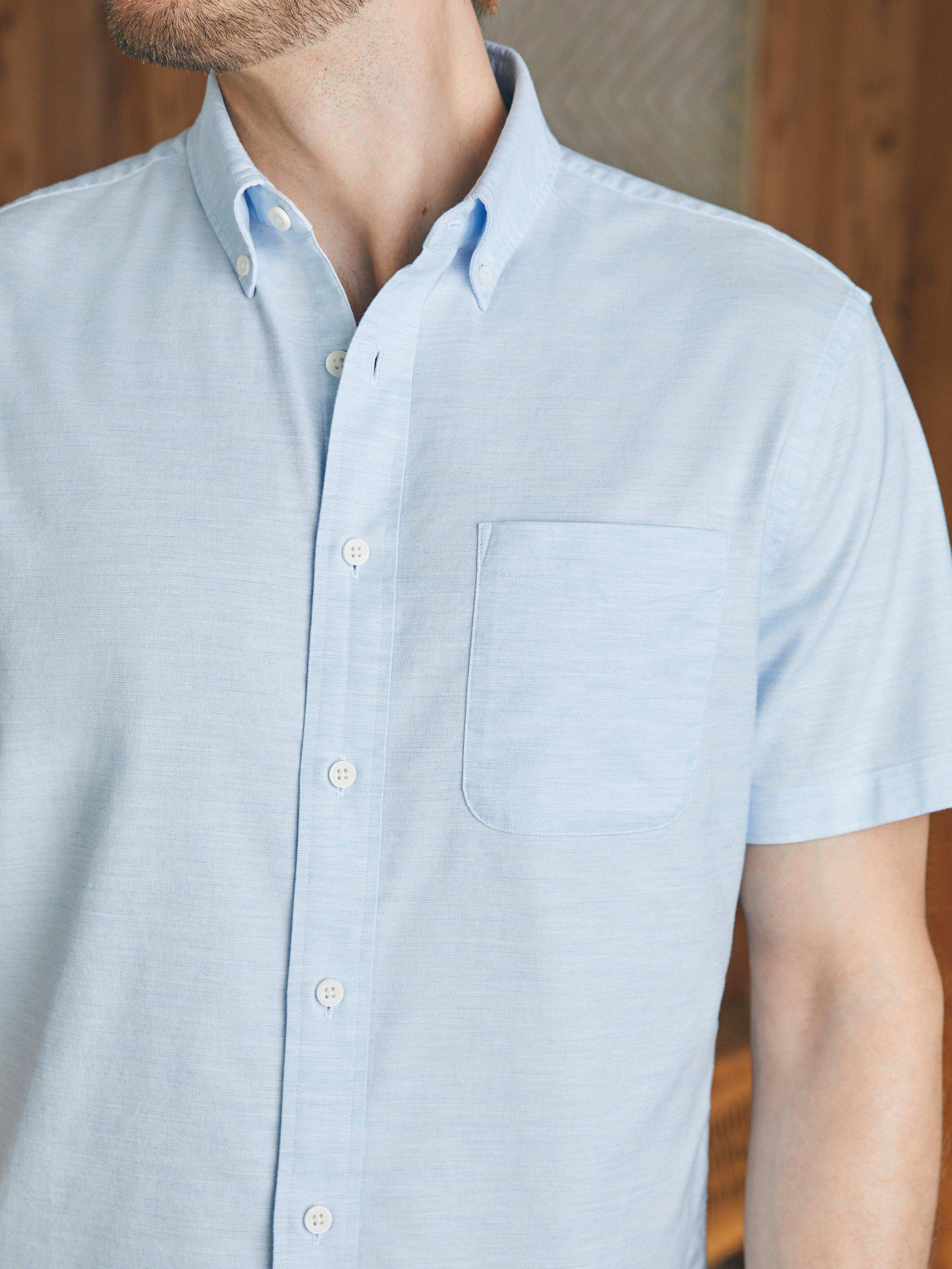 Short-Sleeve Supima Oxford Shirt - Blue Heather Product Image