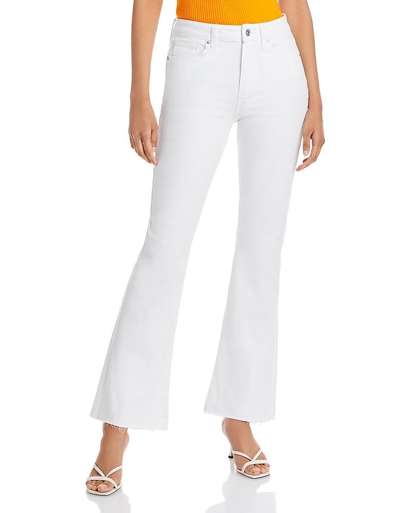 Paige High-Rise Laurel Canyon 32 w/ Raw Hem in Crisp White (Crisp White) Women's Jeans Product Image