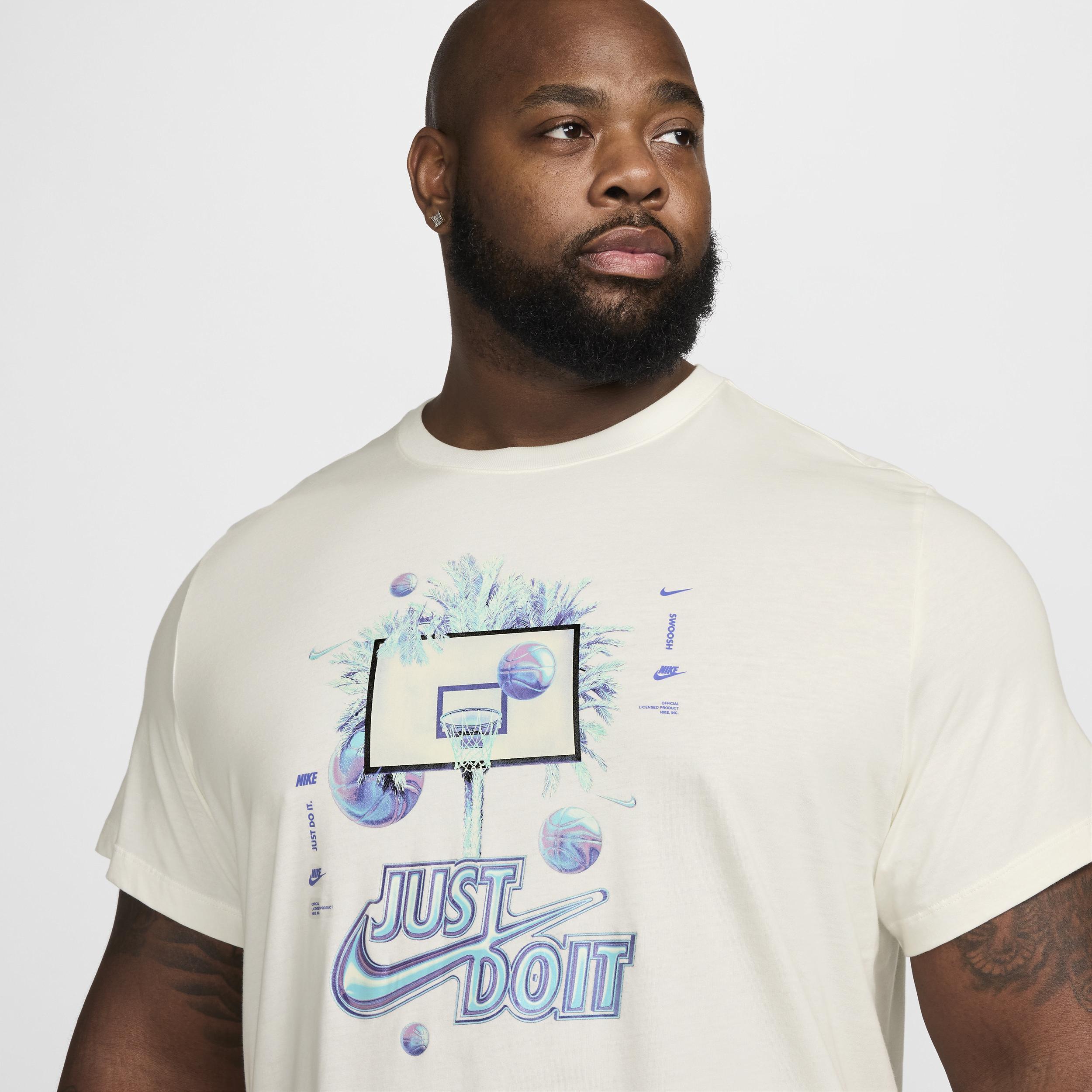 Mens Nike Iridescent Holo Chromed Print Basketball Swoosh Graphic Tee Blue Product Image