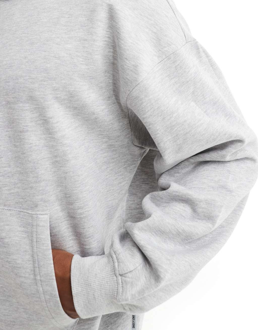 Only & Sons oversized hoodie in light gray melange Product Image