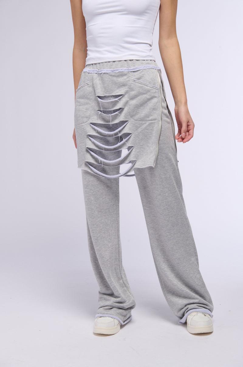 RAIN LAYERED SHREDDED SKIRT OVERLAY SWEATPANT Product Image