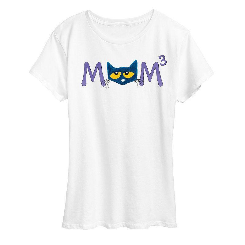 Womens Pete the Cat Face Mom Cubed Graphic Tee Product Image