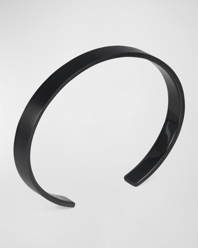 Mens Brushed Black Titanium Ribbon Cuff Bracelet Product Image