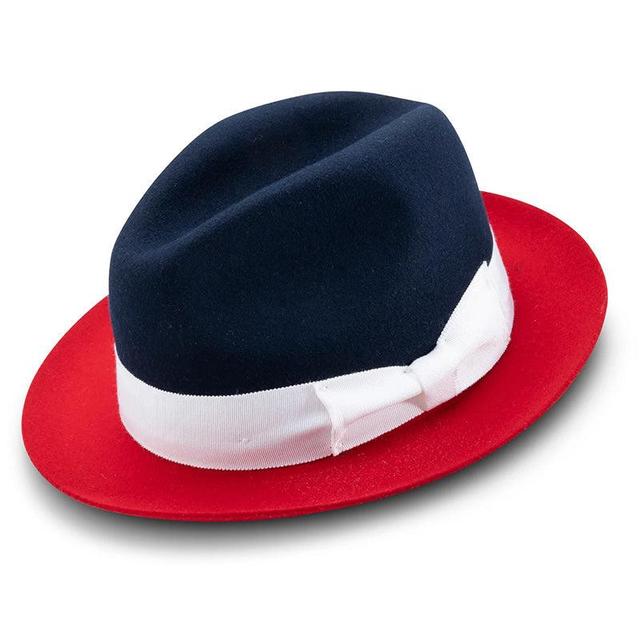 Navy Wool Felt Hat 2 ¼" Wide Red Brim Product Image