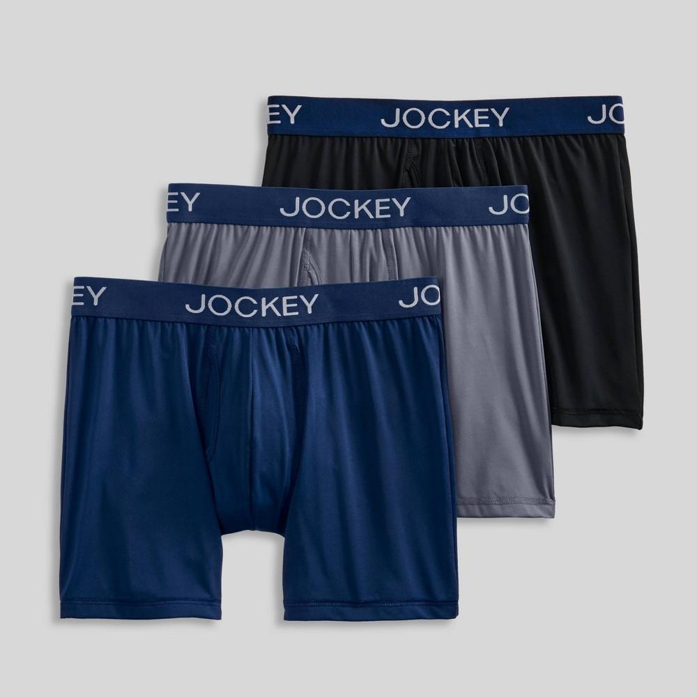 Jockey Generation Mens Microfiber Stretch 3pk Boxer Briefs Black/Blue Product Image