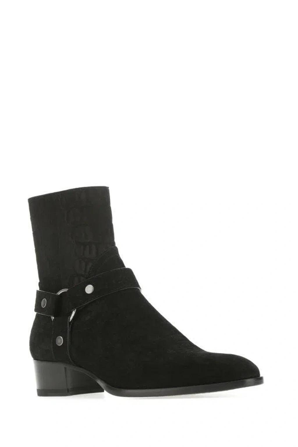 SAINT LAURENT Man Black Suede Boots Product Image