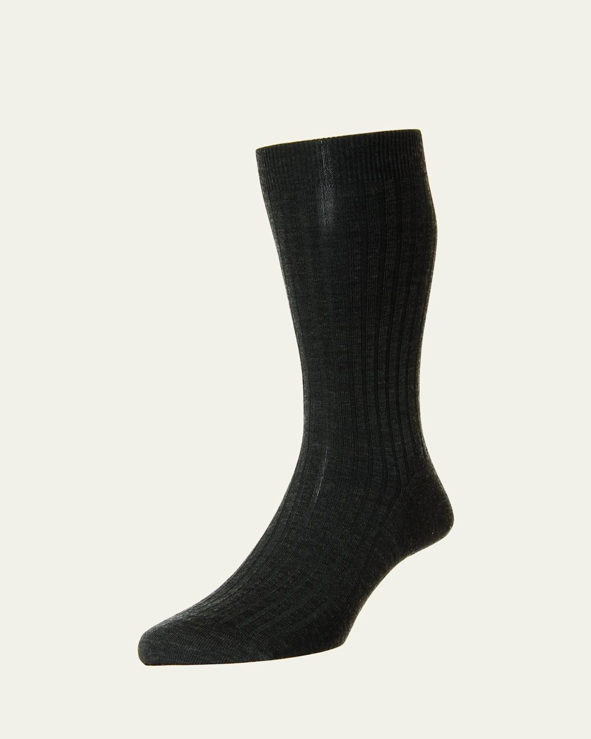 Mens Danvers Ribbed Cotton Mid-Calf Socks Product Image