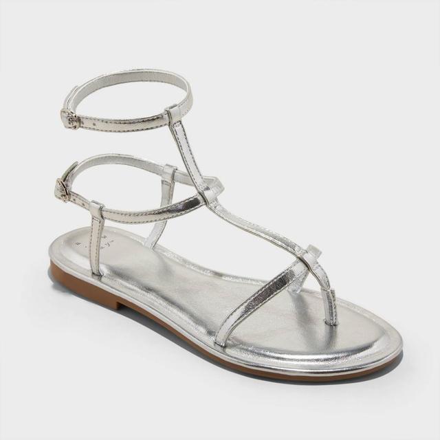 Womens Gillian Gladiator Sandals - A New Day Silver 12 Product Image