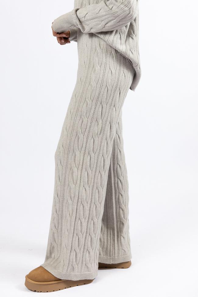 Forever Winter Grey Cable Knit Lounge Pants Product Image