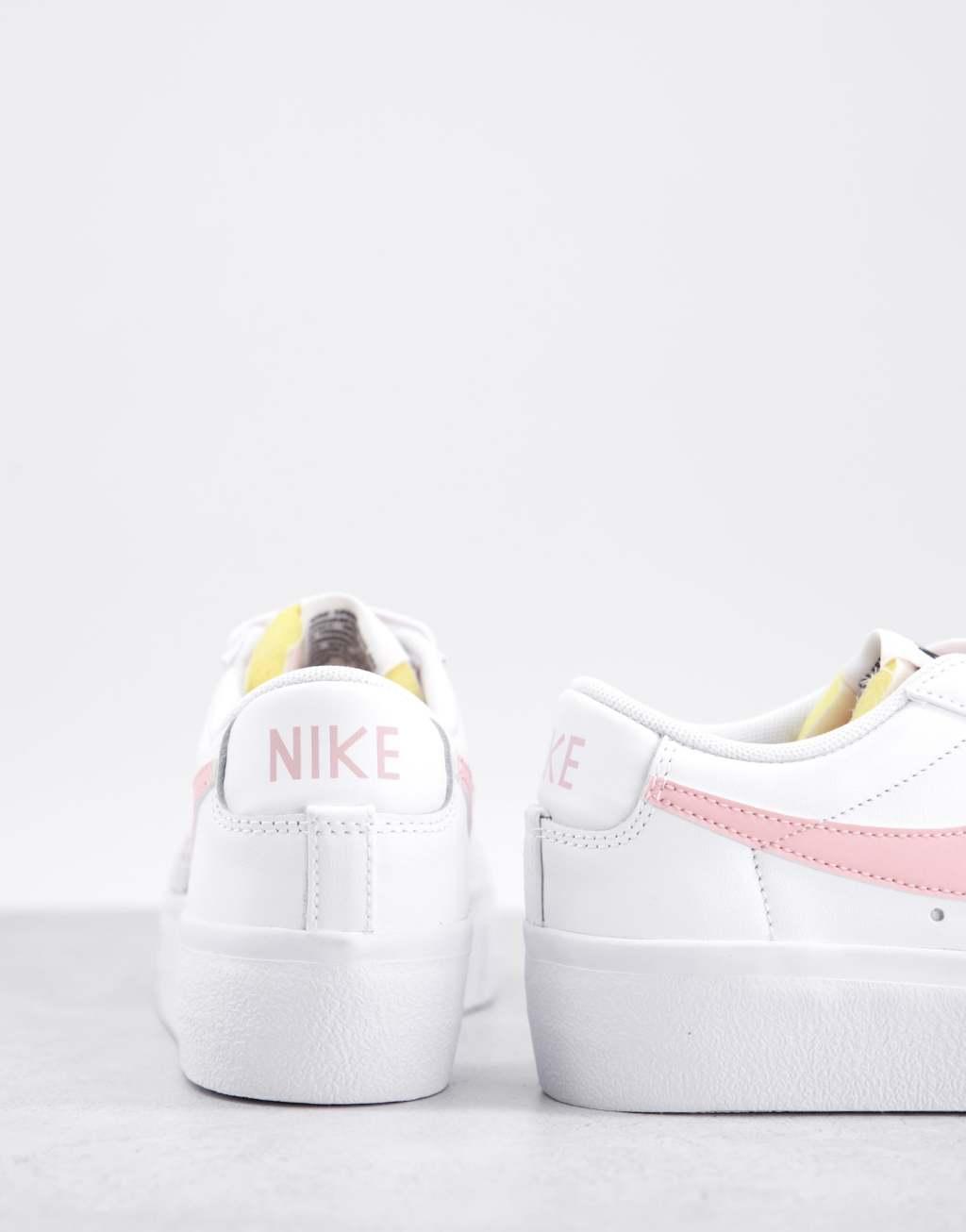 Nike Blazer Low Platform sneakers in white and pink Product Image