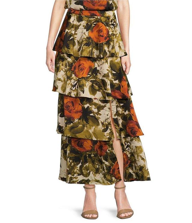 Skies Are Blue Floral Tiered Coordinating Maxi Skirt Product Image