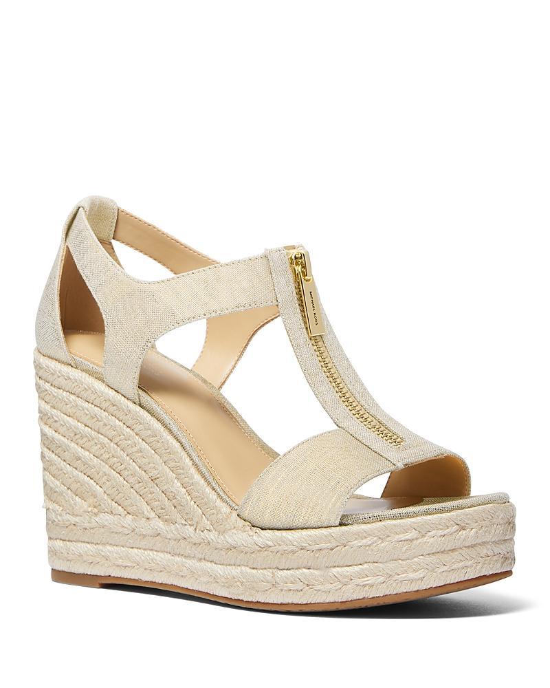 Michael Michael Kors Womens Berkley Front Zip Espadrille Wedge Heel Platform Sandals Product Image