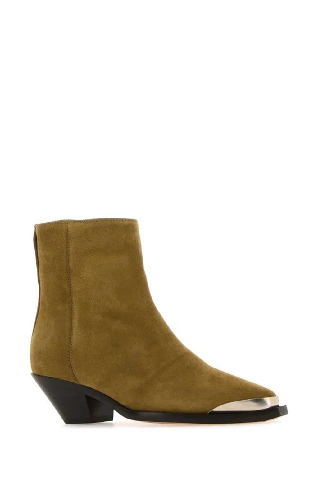 ISABEL MARANT Pointed Toe Ankle Boots In Brown Product Image