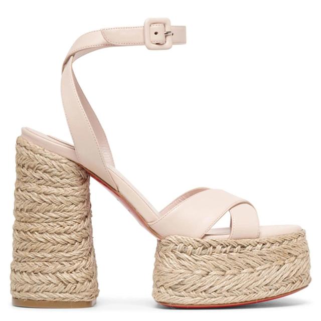 Super Mariza Red Sole Leather Espadrille Sandals In Leche Product Image