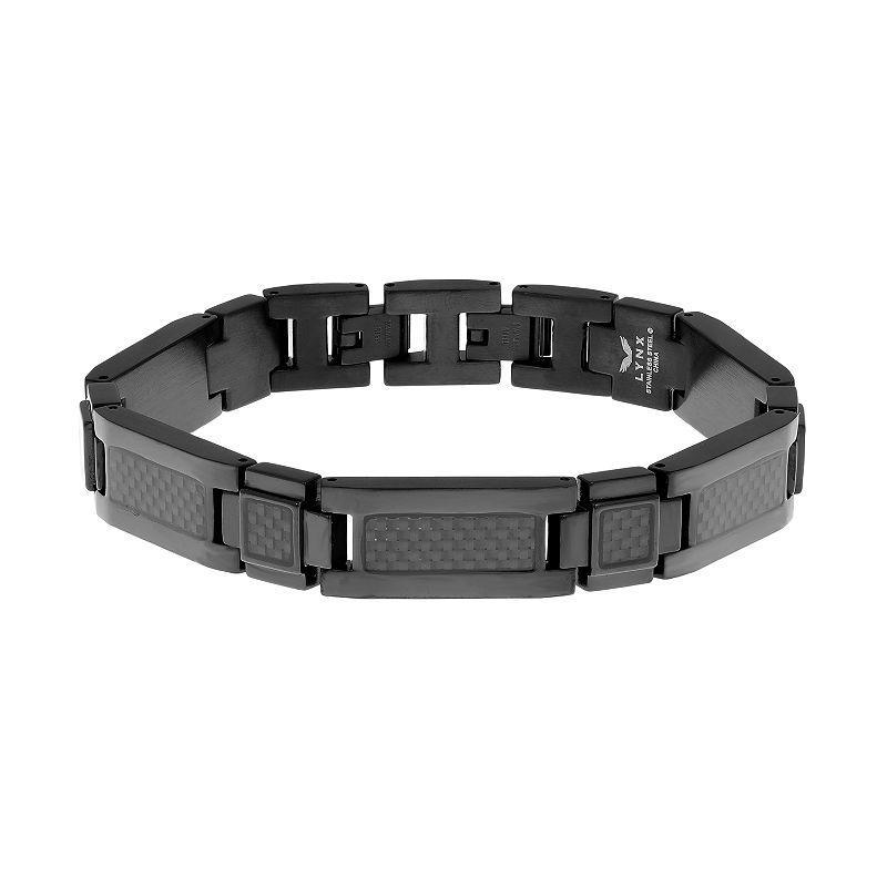 LYNX Mens Stainless Steel & Carbon Fiber Bracelet and Lock Extender Black Product Image