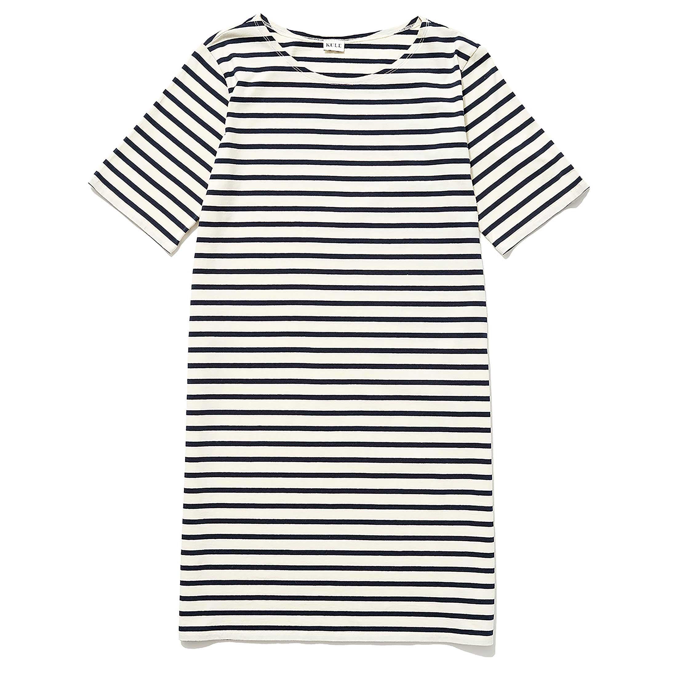 The Tee Dress - Cream/Navy Product Image