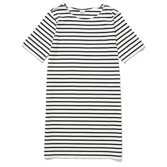 The Tee Dress - Cream/Navy Product Image