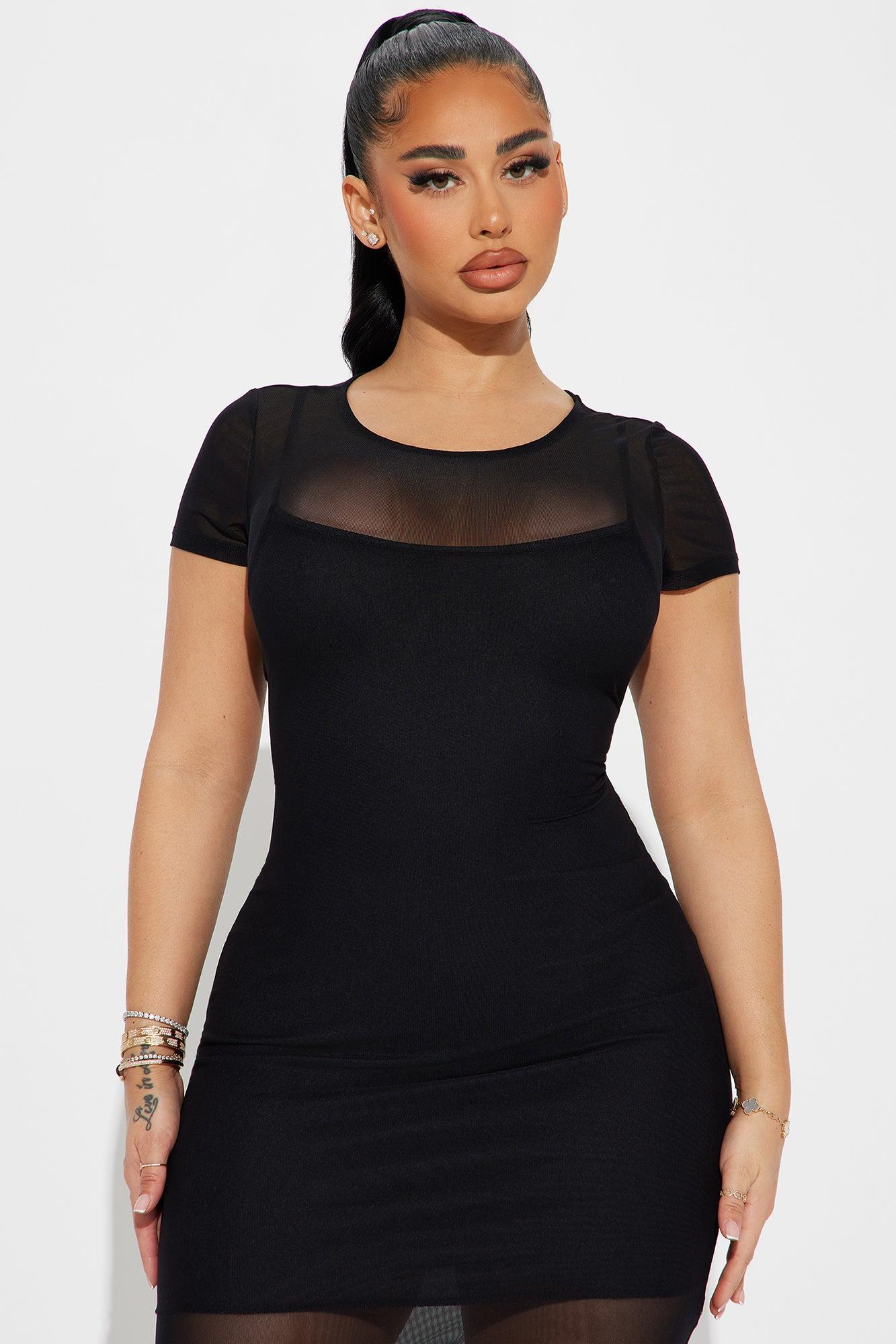 Mesh Midi Dress - Black Product Image