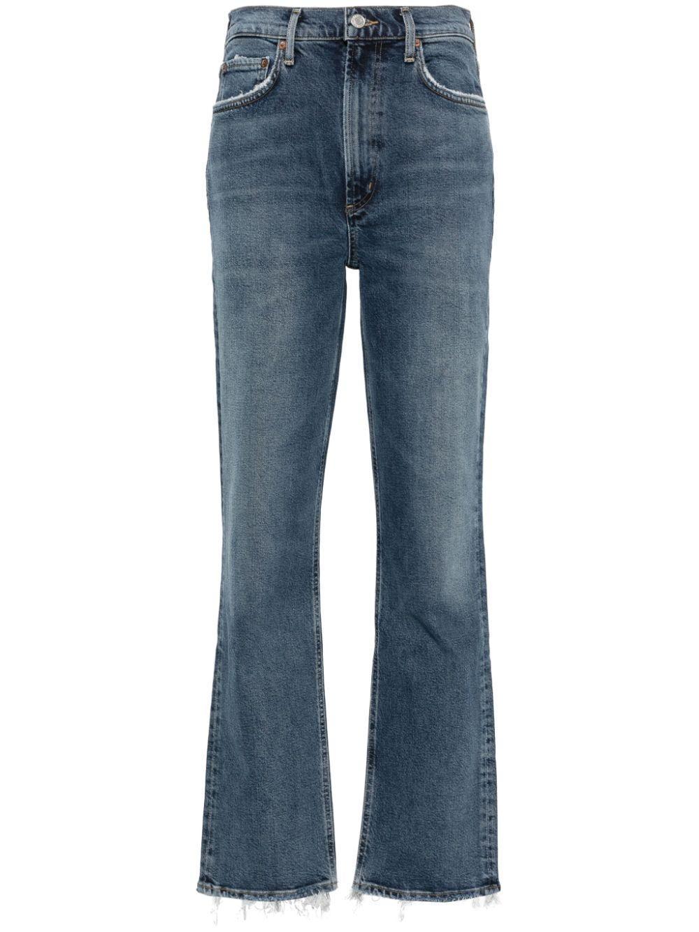 High Rise Stovepipe Jeans In Blue Product Image