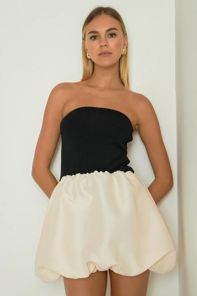 Strapless Contrast Bubble Dress Product Image