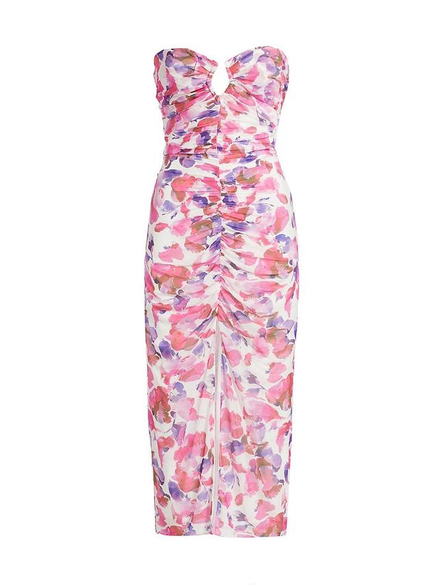 Womens Emma Watercolor Petal Ruched Midi-Dress Product Image