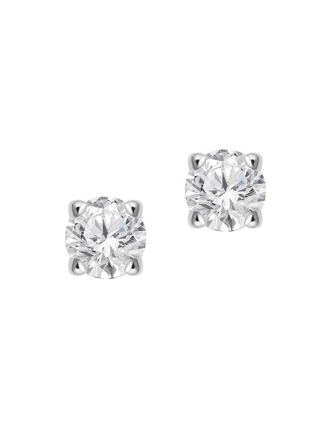 Womens 14K White Gold Shine Bright Diamond Small Stud - White Gold Product Image