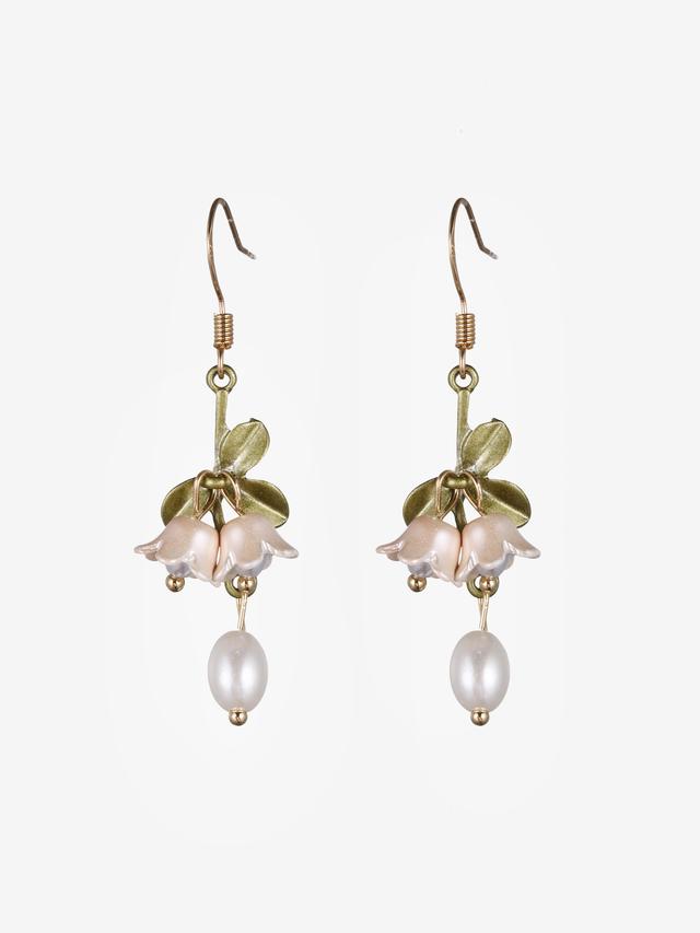 Flower Decor Faux Pearl Drop Earrings Product Image