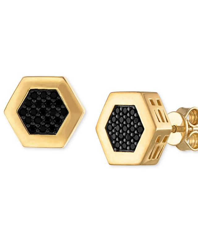 Bulova Mens Icon Black Diamond (3/8 ct. t.w.) Stud Earrings in 14k Gold-Plated Sterling Silver Product Image