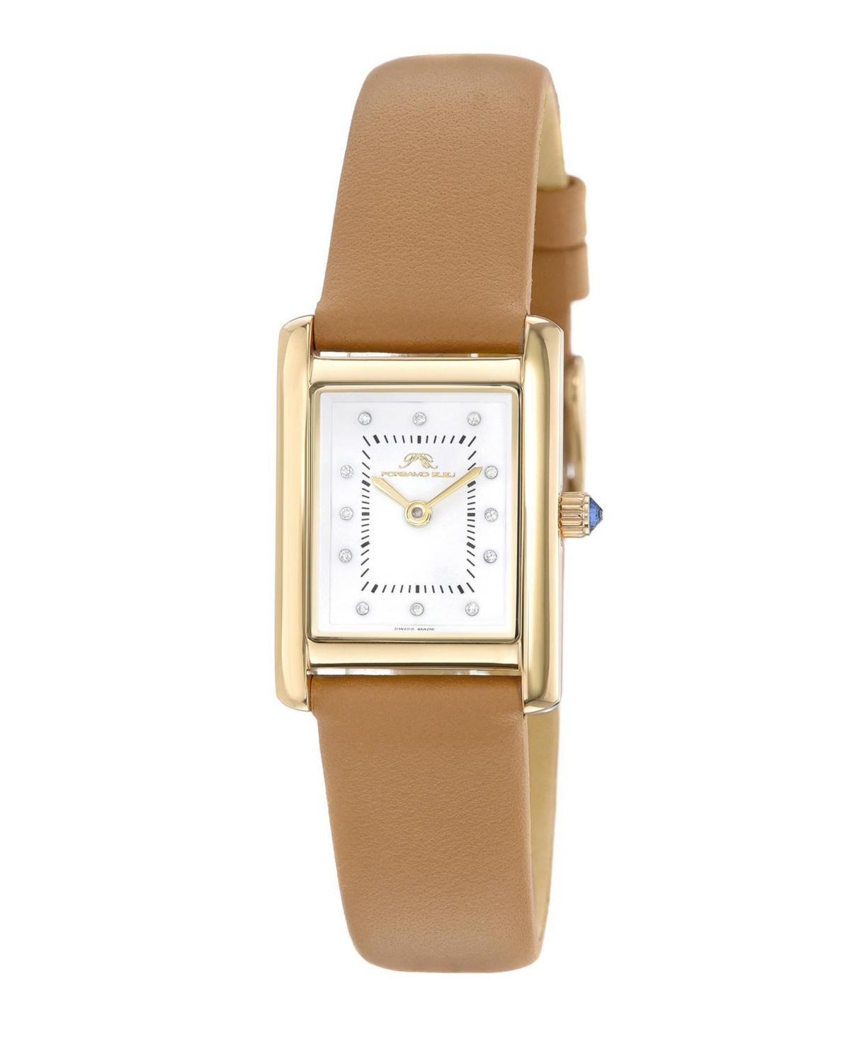 Porsamo Bleu Womens Karolina Diamond Genuine Leather Band Watch 1082CKAL - Beige Product Image