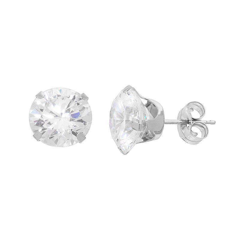 Taylor Grace 10k White Gold Cubic Zirconia Stud Earrings, Womens Product Image