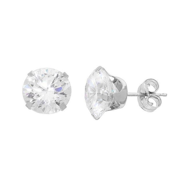 Taylor Grace 10k White Gold Cubic Zirconia Stud Earrings, Womens Product Image