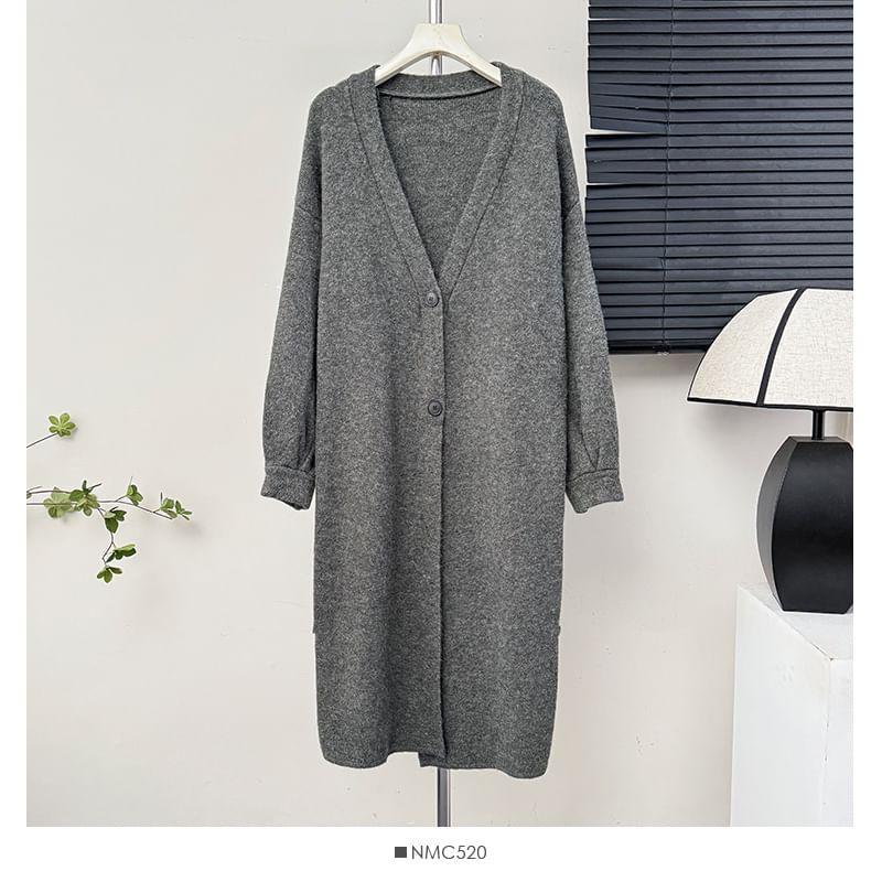 Two-Button V-Neck Long Cardigan in 6 Colors Product Image