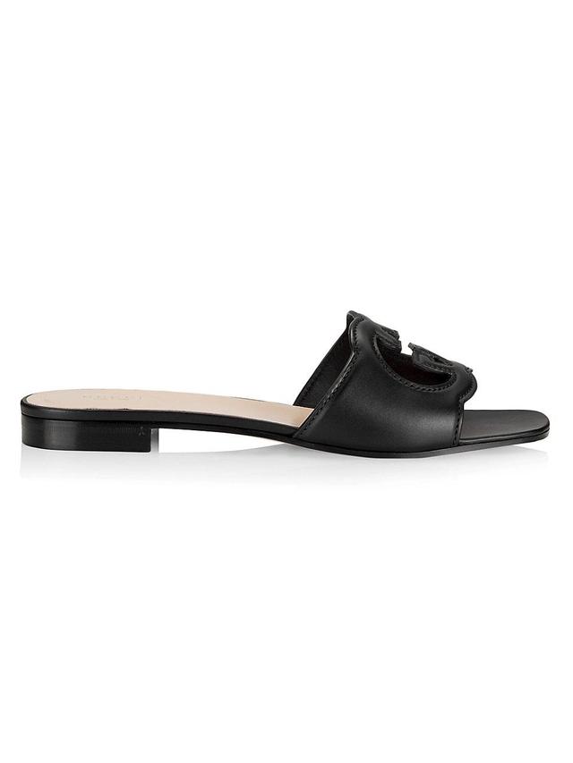 Womens GG Cut-Out Leather Slides Product Image