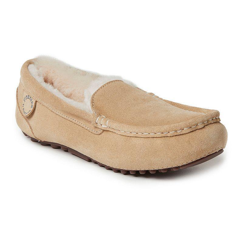 Fireside By Dearfoams Mel Wool-Lined Womens Moccasin Slippers Brown Product Image