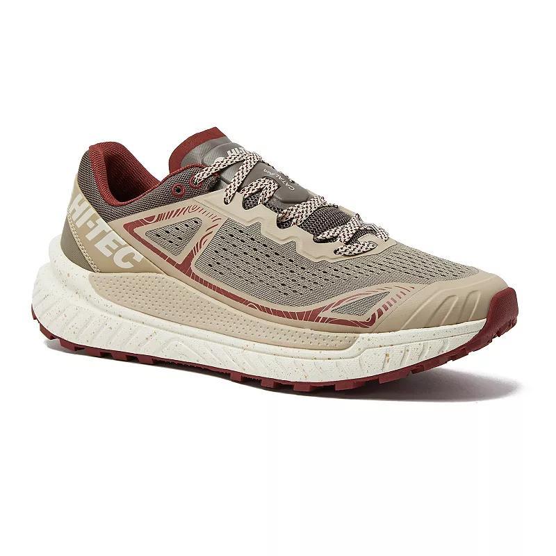 Hi-Tec Catalina Trail Mens Waterproof Running Shoes Taupe Red Product Image