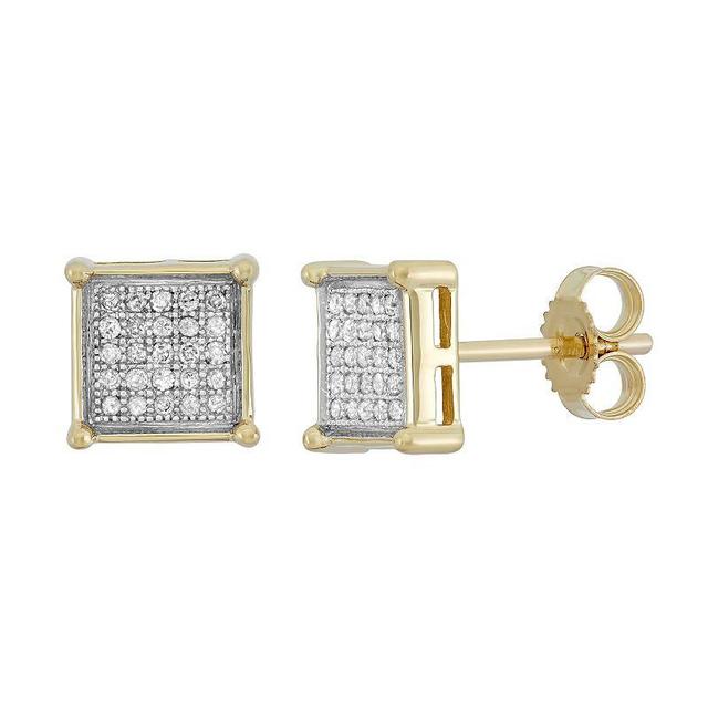 1/6 Carat T.W. Diamond 10k Gold Square Stud Earrings, Womens, White Product Image