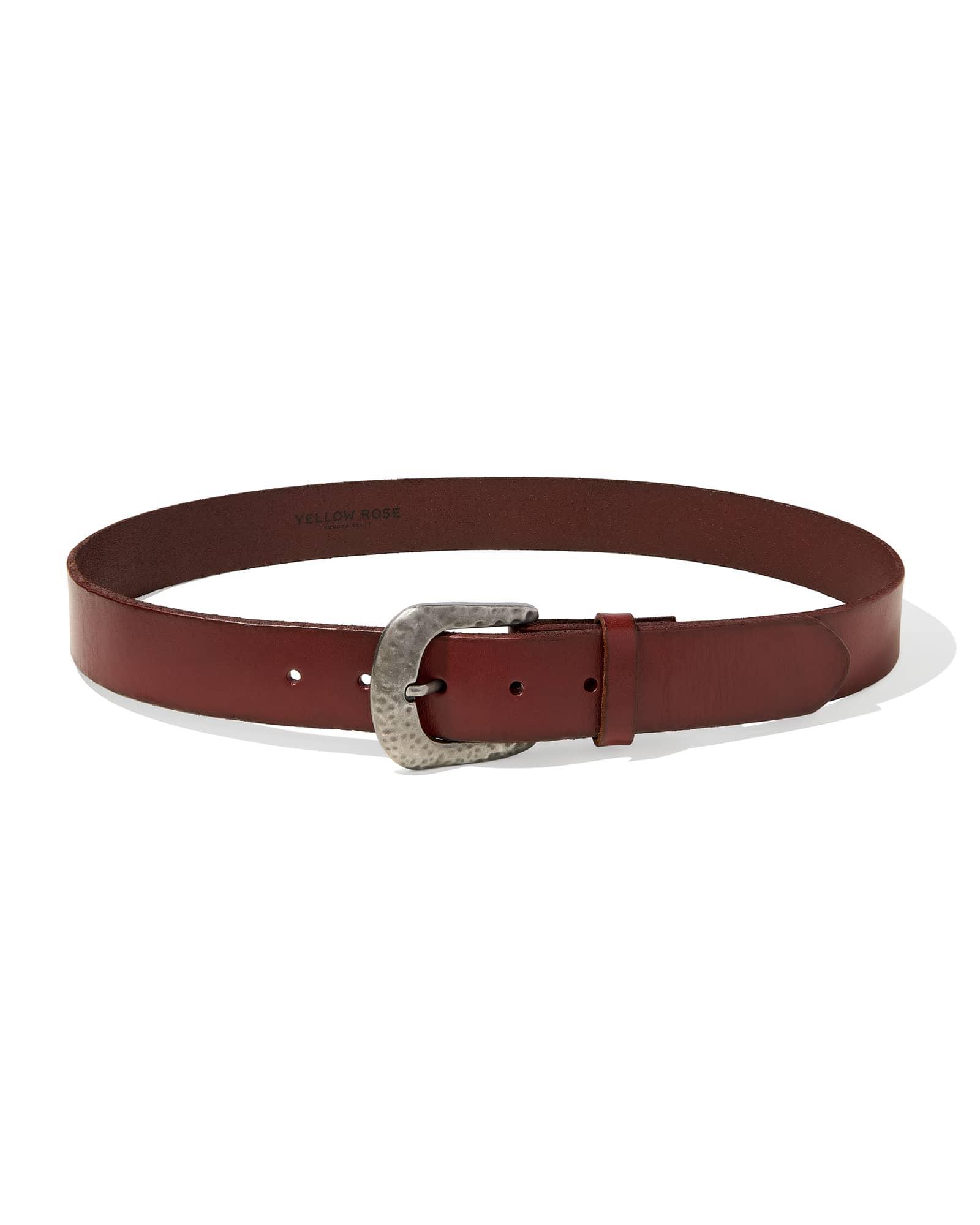 Hammered Buckle Belt in Cognac Leather Product Image