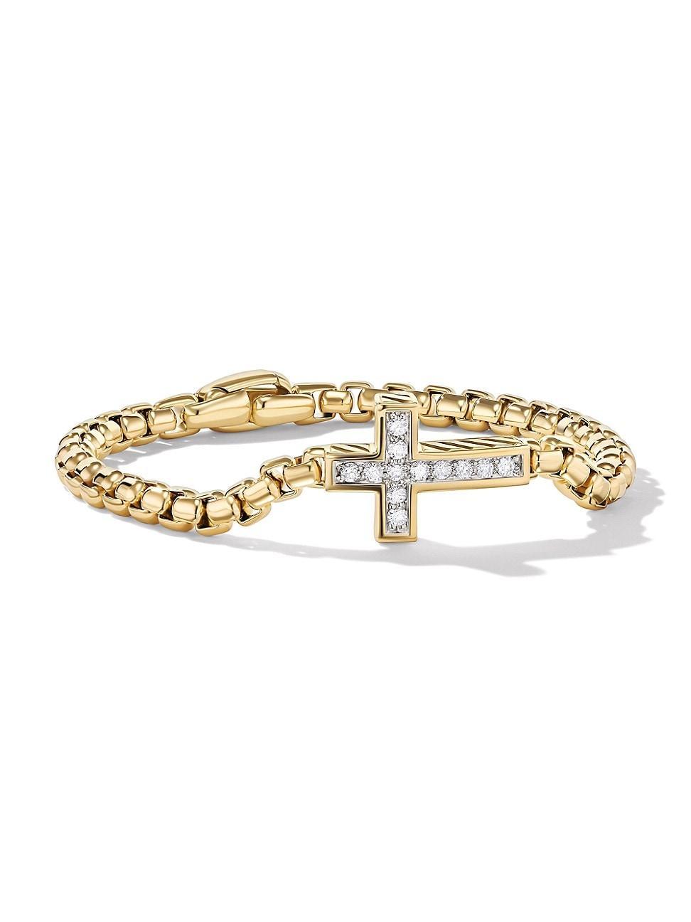 Mens Pav Cross Bracelet in 18K Yellow Gold Product Image