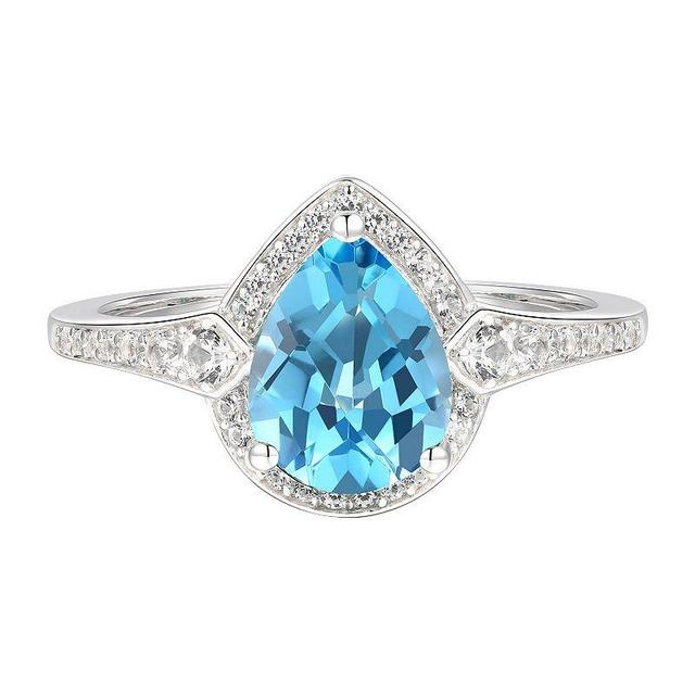 Sterling Silver Blue Topaz & Lab-Created White Sapphire Ring, Womens Product Image