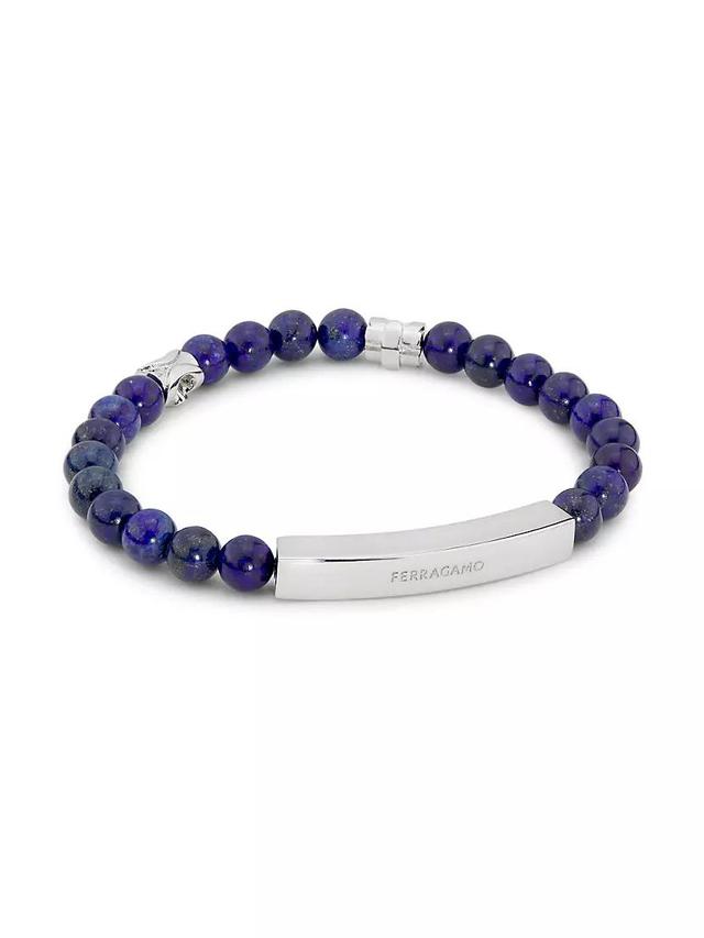 Silvertone & Semi-Precious Stone Beaded Bar Bracelet Product Image